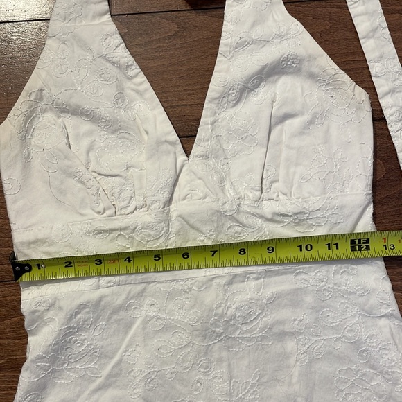 Anthropologie halter dress with all-over embroidery and hidden red embellishment - Picture 8 of 11